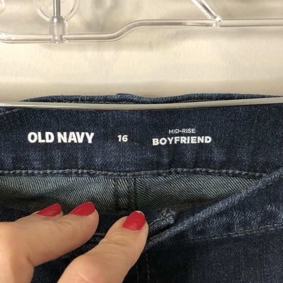 Old Navy NWT Women's Mid-Rise Boyfriend Dark Wash Jeans Size 16 - Picture 5 of 8